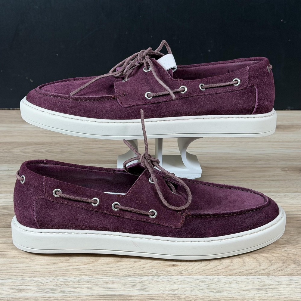 Heschung Dock Shoes Mens Size 10 Burgundy Purple White Suede Boat Casual Preppy